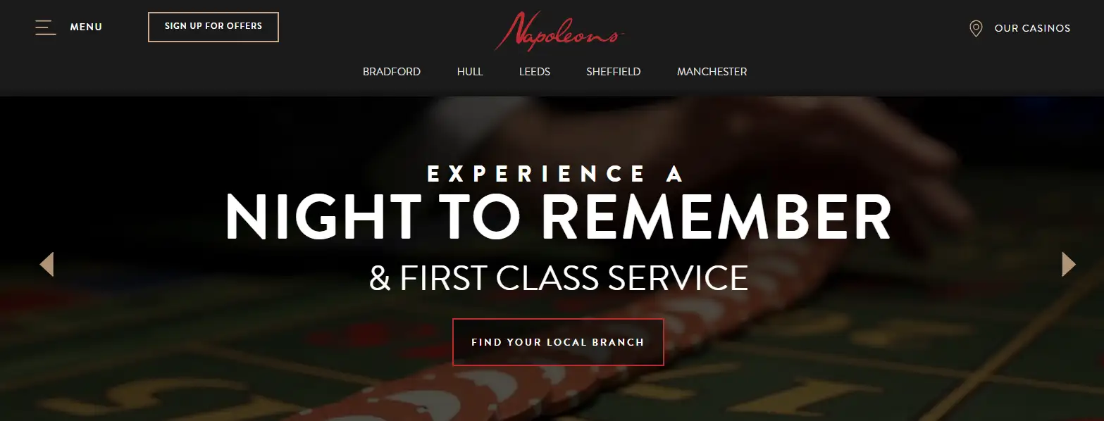 Official Napoleons Casinos brand and venue imagery